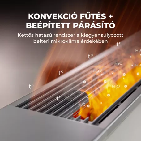 AENO AFH0001S prémium Eco Smart konvekciós fűtőkészülék, 2000 W, távolról vezérelhető, 2 fokozat, lángeffekt, 2 literes tartály, IPS kijelző, fehér