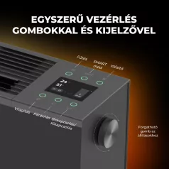   AENO AFH0002S prémium Eco Smart konvekciós fűtőkészülék, 2000 W, távolról vezérelhető, 2 fokozat, lángeffekt, 2 literes tartály, IPS kijelző, fekete