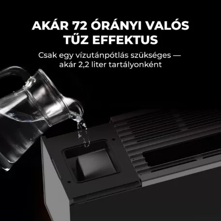 AENO AFH0002S prémium Eco Smart konvekciós fűtőkészülék, 2000 W, távolról vezérelhető, 2 fokozat, lángeffekt, 2 literes tartály, IPS kijelző, fekete