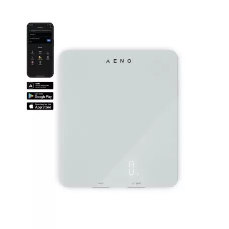 AENO AKS0001S KS1S intelligens konyhai mérleg, max. 8 kg kapacitás, LED kijelző, Bluetooth csatlakozás, edzett üvegfelület