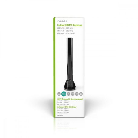 Beltéri Antenna | Aktív | FM / UHF / VHF | Vételi tartomány: 0 - 15 km | LTE800 | Nyereség: 28 dB | ABS | Fekete