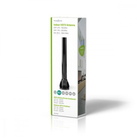 Beltéri Antenna | Aktív | FM / UHF / VHF | Vételi tartomány: 0 - 15 km | LTE800 | Nyereség: 28 dB | ABS | Fekete