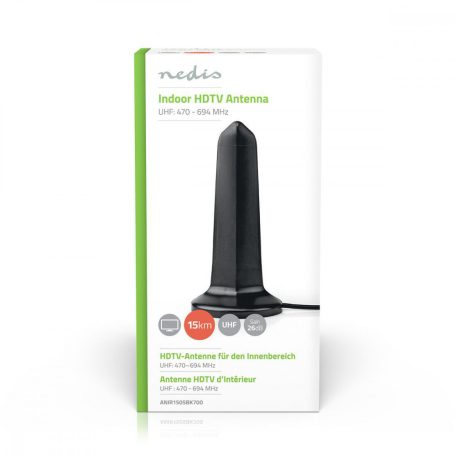 Beltéri Antenna | Aktív | UHF | Vételi tartomány: 0-15 km | LTE700 | Nyereség: 26 dB | ABS | Fekete