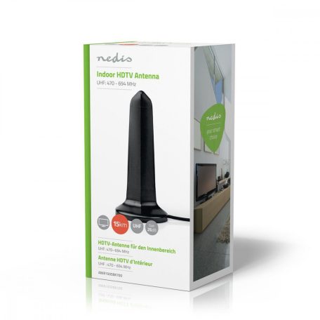 Beltéri Antenna | Aktív | UHF | Vételi tartomány: 0-15 km | LTE700 | Nyereség: 26 dB | ABS | Fekete