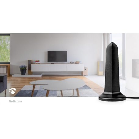 Beltéri Antenna | Aktív | UHF | Vételi tartomány: 0-15 km | LTE700 | Nyereség: 26 dB | ABS | Fekete