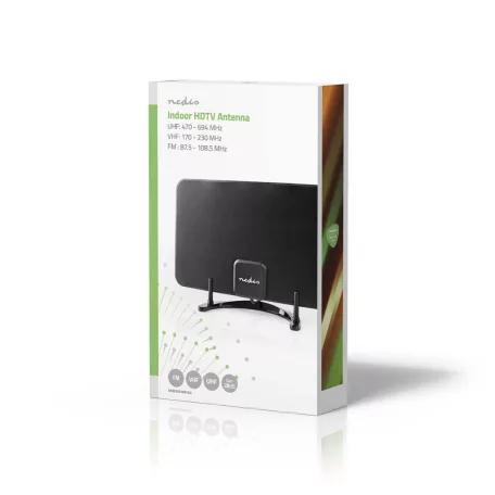 Beltéri Antenna | Aktív | FM / UHF / VHF | Vételi tartomány: 0-25 km | LTE700 | Nyereség: 26 dB | ABS | Fekete