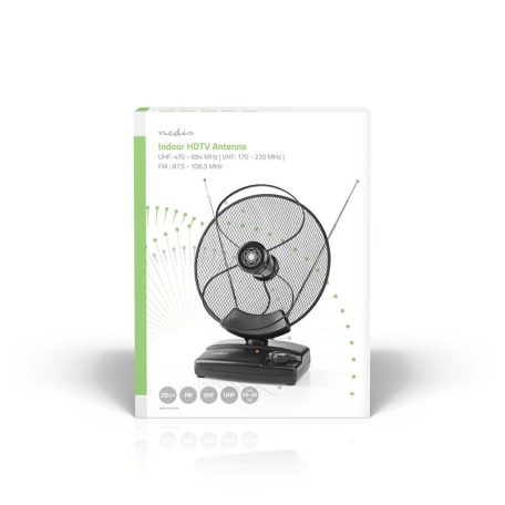 Beltéri Antenna | Aktív | FM / UHF / VHF | Vételi tartomány: 0-25 km | LTE700 | Nyereség: 36 dB | Teljesítmény szabályzás | ABS | Fekete