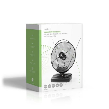 Beltéri Antenna | Aktív | FM / UHF / VHF | Vételi tartomány: 0-25 km | LTE700 | Nyereség: 36 dB | Teljesítmény szabályzás | ABS | Fekete