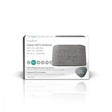 Beltéri Antenna | Aktív | FM / UHF / VHF | Vételi tartomány: 0-25 km | LTE700 | Nyereség: 28 dB | ABS / Szövet | Szürke