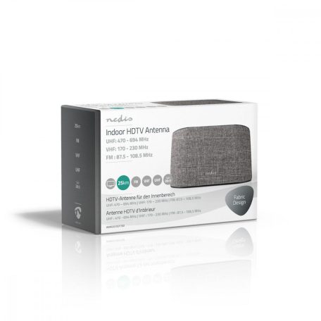 Beltéri Antenna | Aktív | FM / UHF / VHF | Vételi tartomány: 0-25 km | LTE700 | Nyereség: 28 dB | ABS / Szövet | Szürke