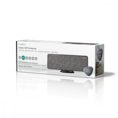 Beltéri Antenna | Aktív | FM / UHF / VHF | Vételi tartomány: 0-25 km | LTE700 | Nyereség: 28 dB | ABS / Szövet | Szürke