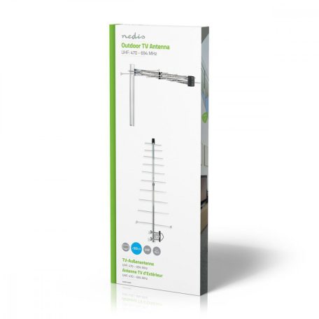 Kültéri antenna | UHF | Vételi tartomány: ≥50 km | LTE700 | Nyereség: 12 dB | 75 Ohm | Antenna hossz: 870 mm | ABS / Alumínium