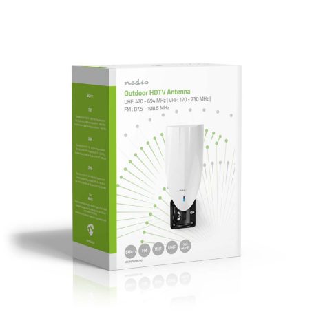 Aktív HDTV Antenna | Aktív | Csatlakozó típus: F-csatlakozó | FM / UHF / VHF | Vételi tartomány: 0-50 km | LTE700 | Nyereség: 40 dB | Fehér / Fekete