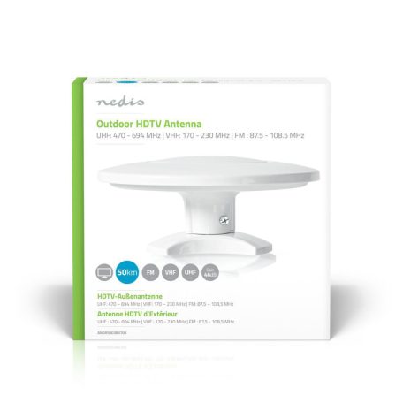 Aktív HDTV Antenna | Aktív | Csatlakozó típus: F-csatlakozó | FM / UHF / VHF | Vételi tartomány: 0-50 km | LTE700 | Nyereség: 28 dB | Fehér