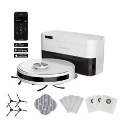   AENO ARC0006S RC5S robotporszívó, 4000 Pa szívóteljesítmény, 2 in 1 portartály, 20 érzékelő és LiDAR, 4 takarítási mód, nedves és száraz tisztítás, fehér