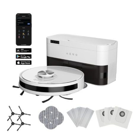 AENO ARC0006S RC5S robotporszívó, 4000 Pa szívóteljesítmény, 2 in 1 portartály, 20 érzékelő és LiDAR, 4 takarítási mód, nedves és száraz tisztítás, fehér