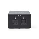 TosLink-Elosztó | 2 irányú | Csatlakozó bemenet: TosLink Aljzat | Csatlakozó kimenet: 2x TosLink | Nyomó Gomb | Fém | Fekete