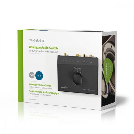 Analóg Audio Kapcsoló | 3-Port port(s) | Csatlakozó bemenet: 3x (2x RCA Aljzat) | Csatlakozó kimenet: 1x (2x RCA Aljzat) | Kézikönyv | Fém | Fekete