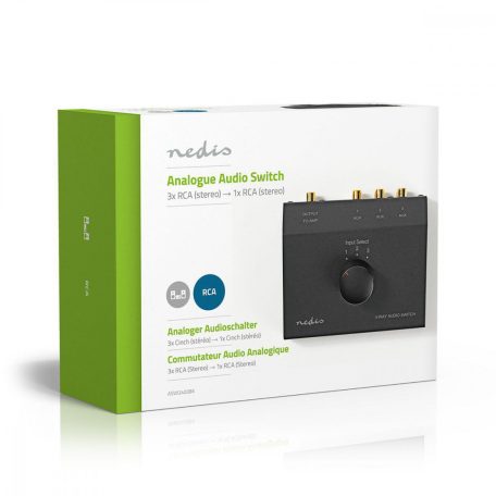 Analóg Audio Kapcsoló | 3-Port port(s) | Csatlakozó bemenet: 3x (2x RCA Aljzat) | Csatlakozó kimenet: 1x (2x RCA Aljzat) | Kézikönyv | Fém | Fekete