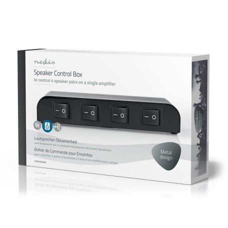 Hangszóró Vezérlő doboz | 4-Port port(s) | Csatlakozó Bilincsek | Hangsugárzó Impedanciája: 4-16 Ohm | Maximális terhelés csatornánként: 200 W | Alumínium | Fekete