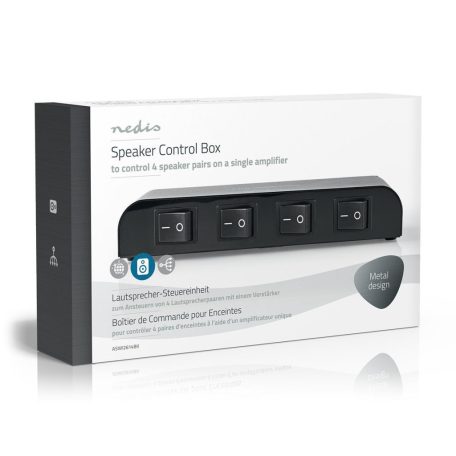 Hangszóró Vezérlő doboz | 4-Port port(s) | Csatlakozó Csavarok | Hangsugárzó Impedanciája: 4-16 Ohm | Maximális terhelés csatornánként: 200 W | Alumínium | Fekete