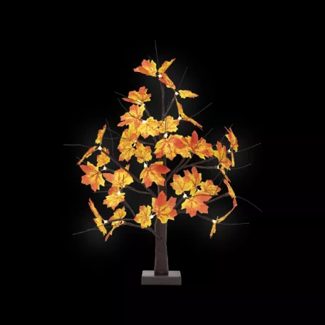 HOME ATM02 asztali juharfa dekoráció, 60 cm, 24 db melegfehér LED, időzítő, elemes tápellátás, beltéri kivitel, fekete