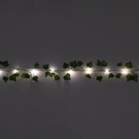 HOME ATM05 borostyánlevél fényfüzér, 2 méter, 20 db melegfehér micro LED, időzítő, elemes tápellátás, beltéri kivitel