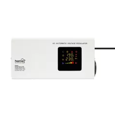   HOME AVR500S feszültségstabilizátor, 500VA, automatikus működés, vékony kivitel, falra szerelhető, színes digitális kijelző, teljeskörű meghibásodás elleni védelem