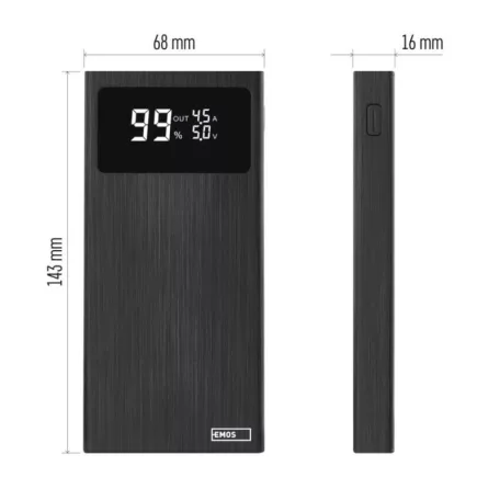 EMOS Powerbank BETAQ 10, 10 000 mAh, 22,5 W, fekete
