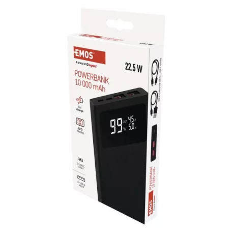 EMOS Powerbank BETAQ 10, 10 000 mAh, 22,5 W, fekete