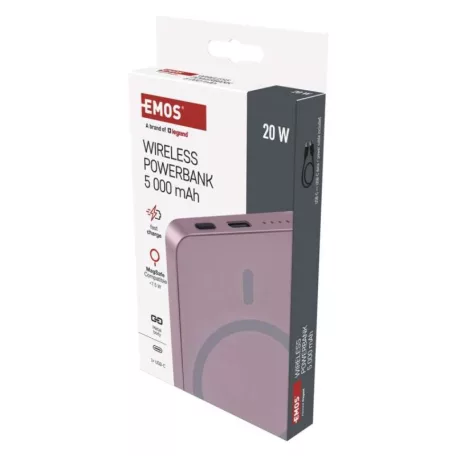 EMOS Powerbank WI 522, 5 000 mAh, 20 W+Wireless, lazac