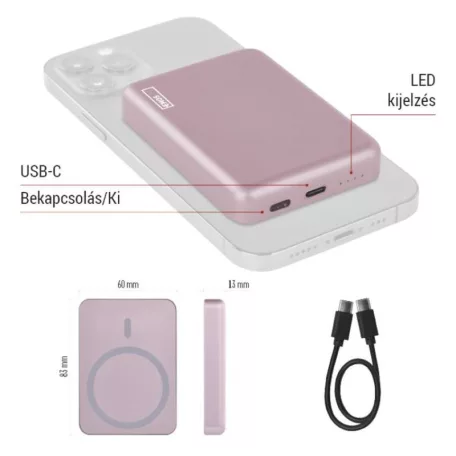 EMOS Powerbank WI 522, 5 000 mAh, 20 W+Wireless, lazac
