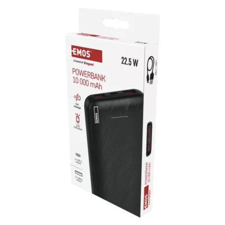 EMOS Powerbank AlphaQ3, 10 000 mAh, 22,5 W, fekete
