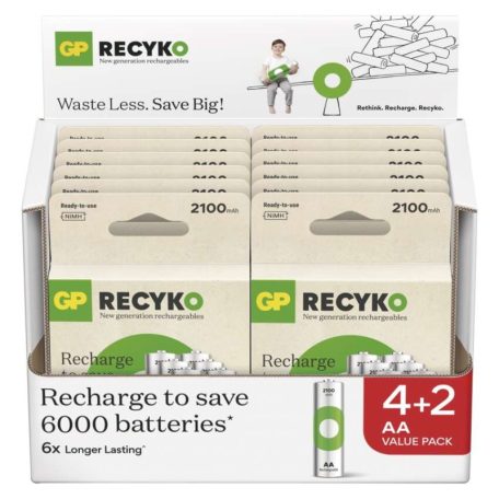 GP ReCyko NiMH Akkumulátor HR6 (AA) 2100mAh 6db