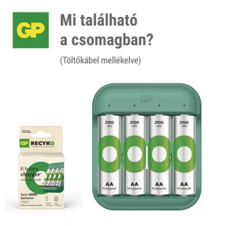 GP Akkumulátor töltő ReCyko B423 4× AA GP ReCyko 2100 mAh