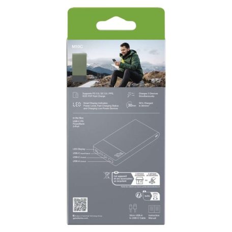 GP Powerbank M2+ Series, 10 000 mAh, 22,5 W, zöld
