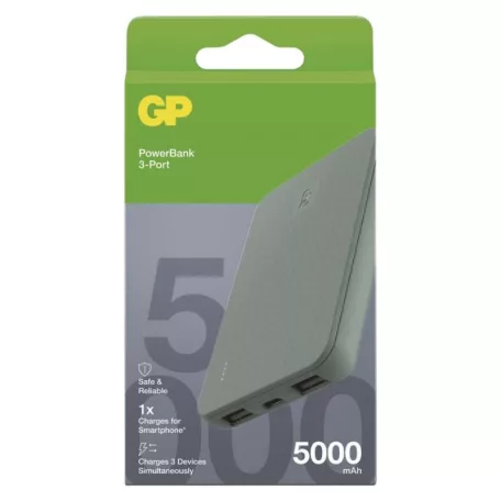 GP Powerbank B+ Series, 5 000 mAh, 12 W, zöldesszürke