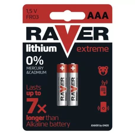 RAVER Lítium elem AAA 2db/bliszter