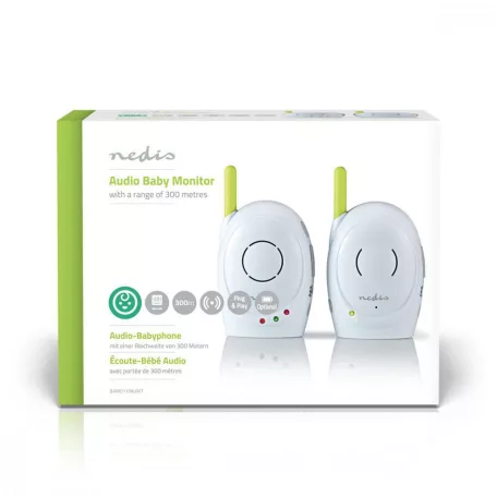 NEDIS Digitális Audio Bébiőr | FHSS (Frequency-Hopping Spread Spectrum) | Beszéd funkcióval | Tartomány: 300 m | Elemes Áramellátás / Hálózati Áramellátás | Fehér / Zöld