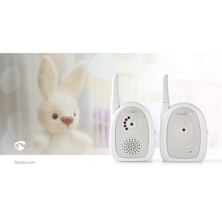 Digitális Audio Bébiőr | FHSS (Frequency-Hopping Spread Spectrum) | Tartomány: 300 m | Elemes Áramellátás / Hálózati Áramellátás | Fehér / Szürke