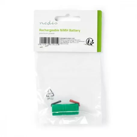 Ni-MH Akkumulátor | 2.4 V DC | Újratölthető | 300 mAh | Előre töltött | 1-Polybag | N/A | Forrasztó Lapok | Zöld