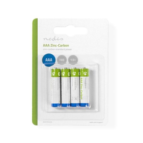 Cink-szén elem AAA | 1.5 V DC | Cink-Szén | 4 - Buborékfólia | R03 | Különféle eszközök | Kék / Zöld