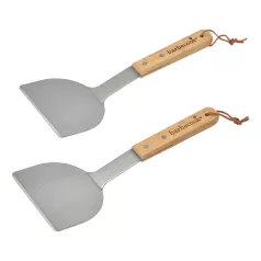   Barbecook BC-ACC-7123 2db-os rozsdamentes acél rostlap forgató, fa nyél, 100% FSC, 31cm