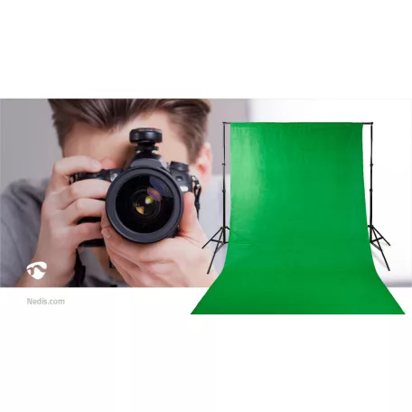 Photo Studio Backdrop beállítása | 1,90 x 2,95 m | Utazó táskát tartalmaz | Háromlábú állványt tartalmaz | Fekete | 1 db