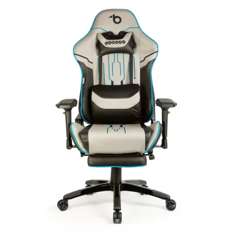 Gamer szék párnával - szürke/fekete/kék - 84 x 52 / 48 x 50 cm