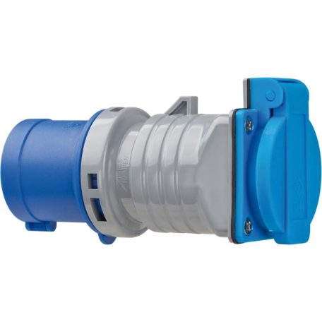 CEE adapter/lakókocsi adapter IP44 (3 tűs CEE csatlakozó: 230V/16A, aljzat: 230V/16A, kültéri használatra, ideális kempingezéshez)