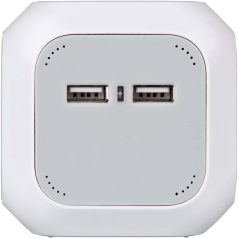   ALEA-Power elosztó USB/dugós blokkal (4 irányú dugaszolóaljzat, 2x USB töltő és 1,40 m-es kábel) TYPE F