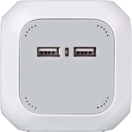 ALEA-Power elosztó USB/dugós blokkal (4 irányú dugaszolóaljzat, 2x USB töltő és 1,40 m-es kábel) TYPE F