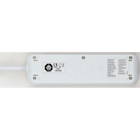 Extension socket Eco-Line 3-Aljzat 5.00 m Fehér - Védőérintkező TYPE F