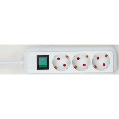 Extension socket Eco-Line 3-Aljzat 5.00 m Fehér - Védőérintkező TYPE F